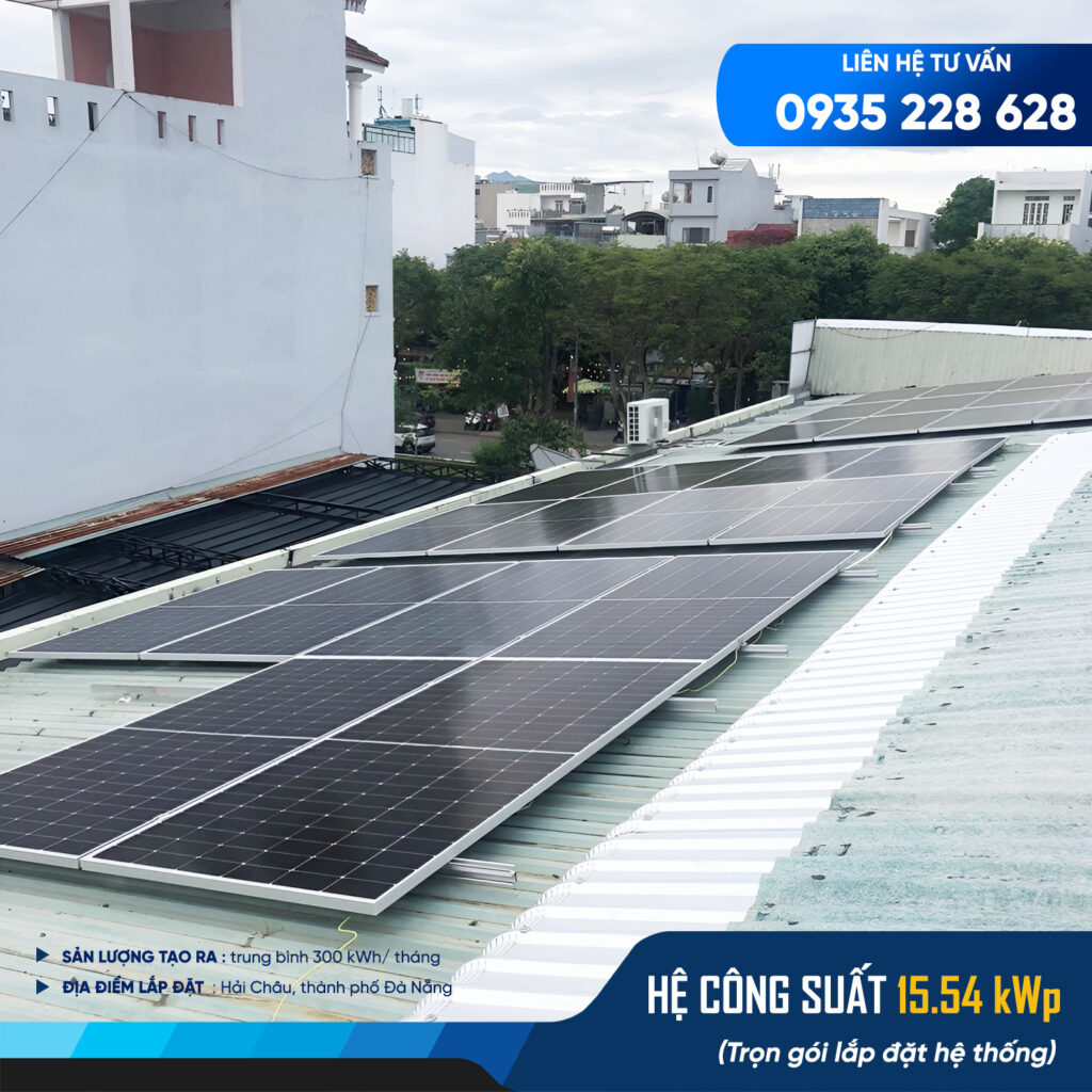 Lắp đặt hệ thống điện mặt trời 15.54kWp tại Hải Châu - Đà Nẵng