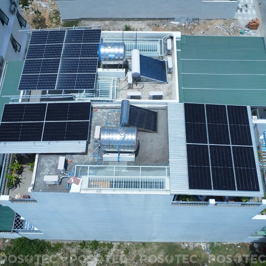 mái nhà lắp đặt điện mặt trời hệ 6.1kWp bám tải tại Nha Trang