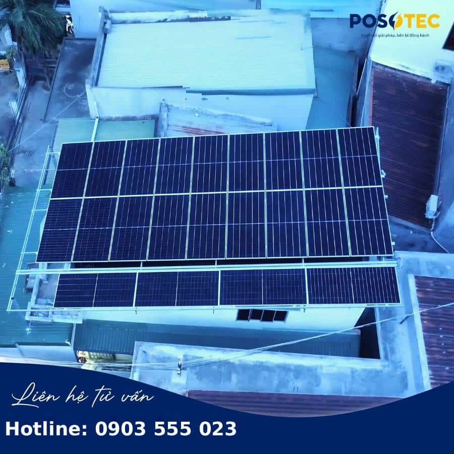 Mái nhà đã lắp đặt điện NLMT