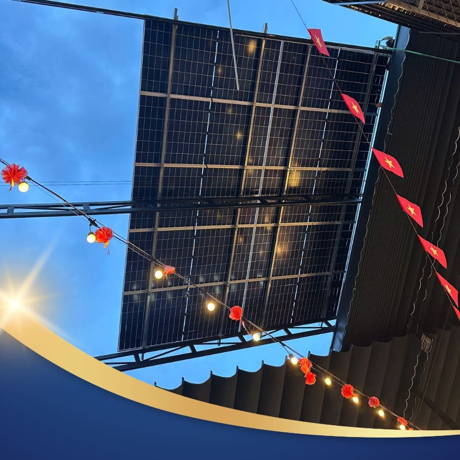 Lắp đặt tấm pin NLMT tại quán cà phê F4 Cam Ranh