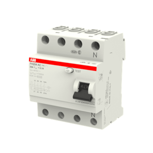 2CSF204006R2250 - Cầu dao chống dòng rò RCCB 4P 25A 100mA  FH204 AC-25/0,1