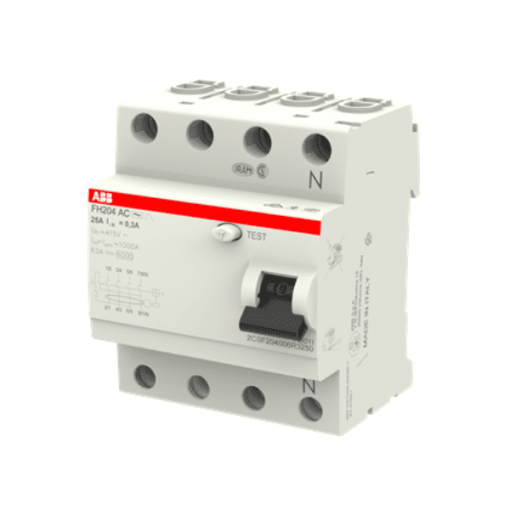 2CSF204006R3250 - Cầu dao chống dòng rò RCCB 4P 25A 300mA  FH204 AC-25/0,3