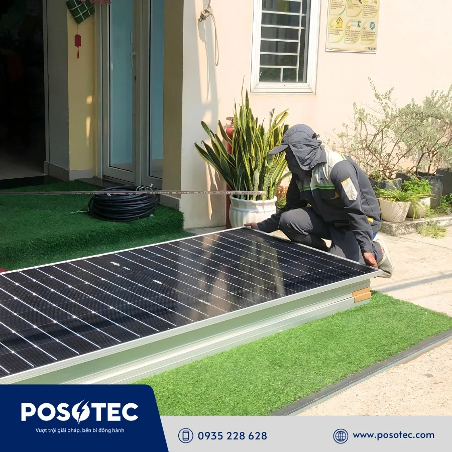 Kỹ thuật POSO di chuyển tấm pin lên công trình