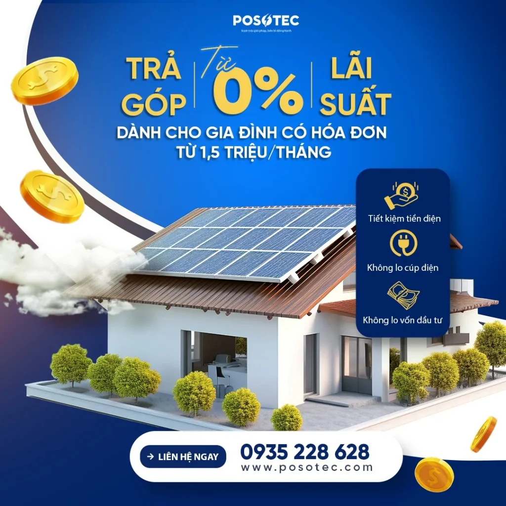 Chương trình lắp điện mặt trời trả góp với 0% lãi suất